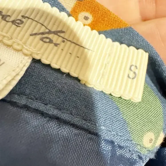 Comme Toi Women Small Blue Pleated Midi Skirt Bird Print Retro Look - Picture 3 of 7